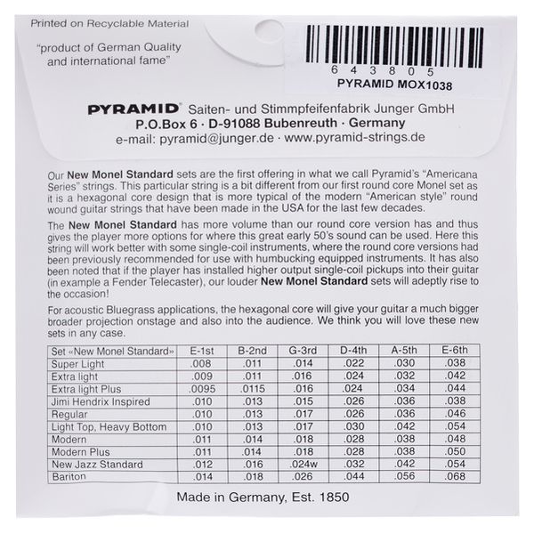 Pyramid New Monel Standard MOX1038 JH