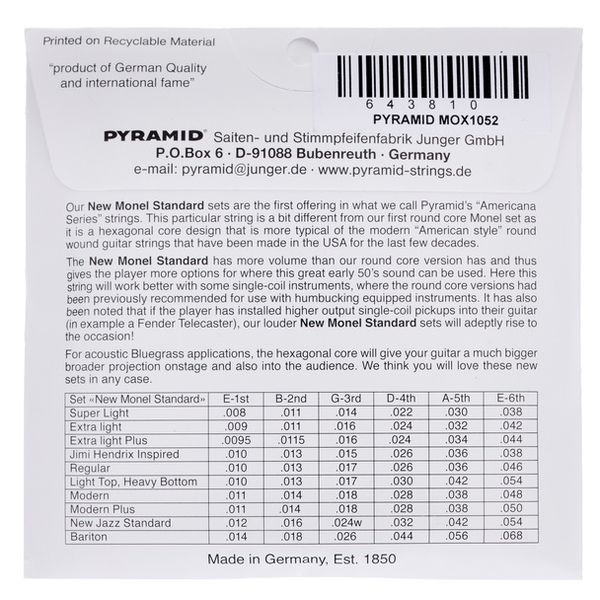 Pyramid New Monel Standard MOX1052