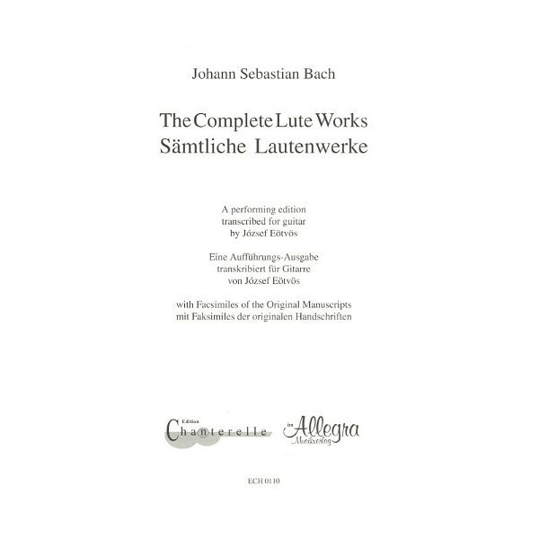 Edition Chanterelle Bach Complete Lute Works Guit