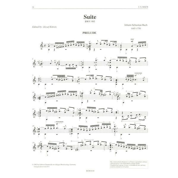 Edition Chanterelle Bach Complete Lute Works Guit