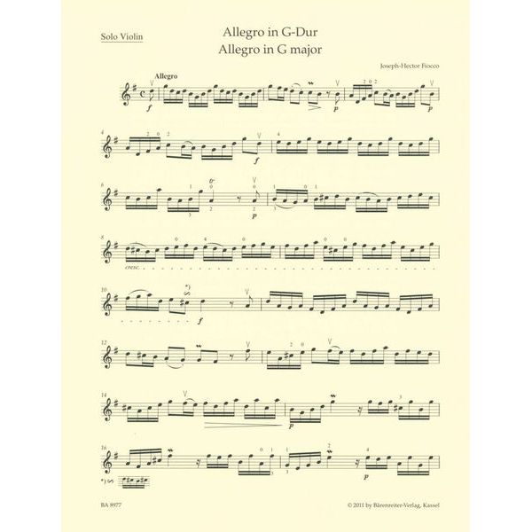 Bärenreiter Fiocco Allegro G-Dur
