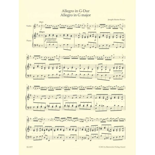 Bärenreiter Fiocco Allegro G-Dur