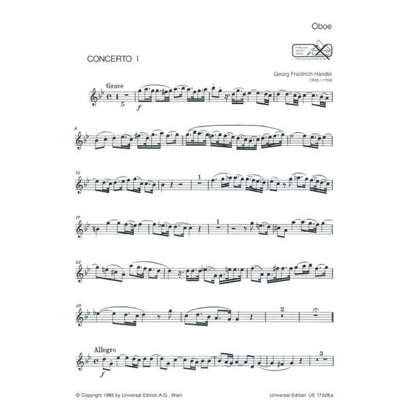 Universal Edition Händel Concerto Oboe g-Moll