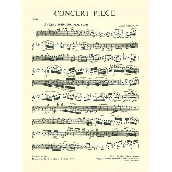 Breitkopf & Härtel Rietz Konzertstück op. 33 Oboe