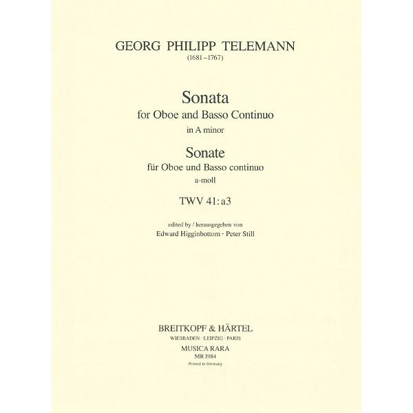 Breitkopf & Härtel Telemann Sonata TWV 41:a3