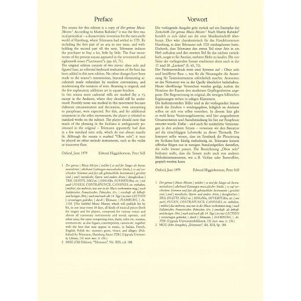 Breitkopf & Härtel Telemann Sonata TWV 41:a3