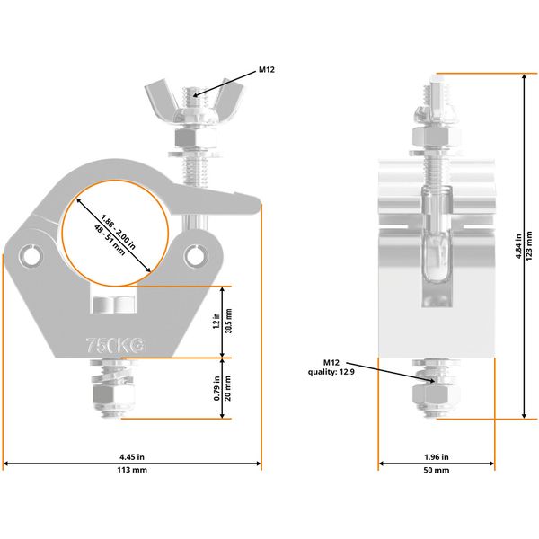 Global Truss 8123-B-OD Half Coupler Hex