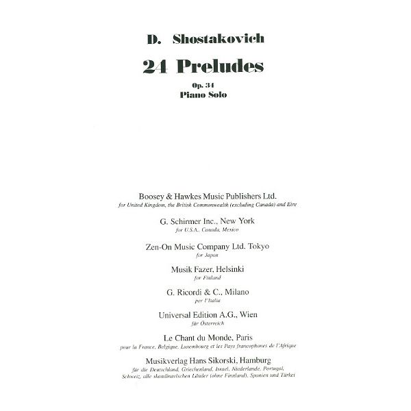 Boosey & Hawkes Schostakowitsch 24 Präludien