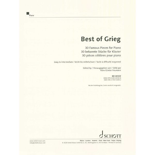 Schott Best of Grieg