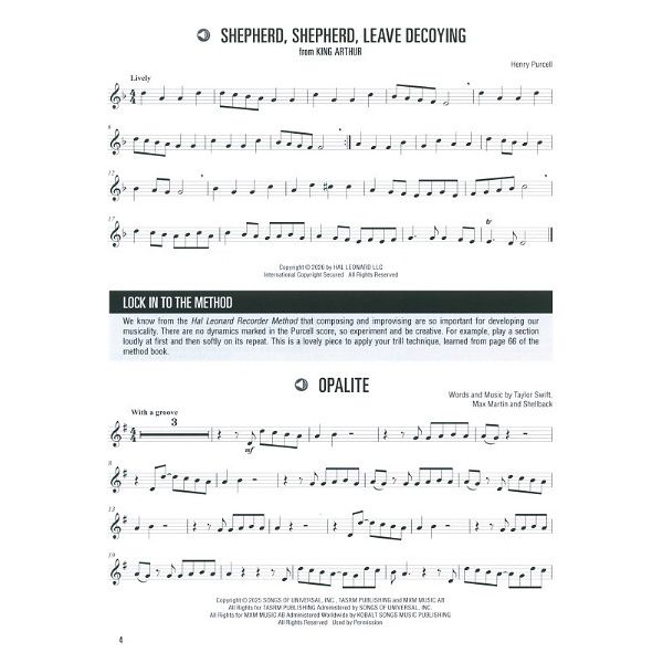Hal Leonard Recorder Method Songbook
