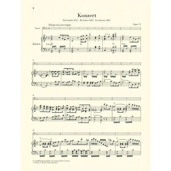 Henle Verlag Weber Fagottkonzert op.75