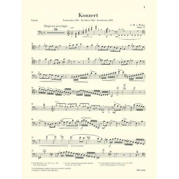 Henle Verlag Weber Fagottkonzert op.75