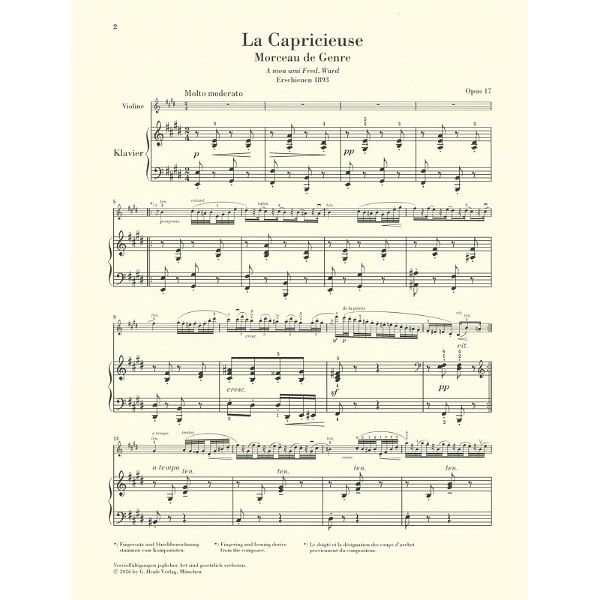 Henle Verlag Elgar Capricieuse op.17 Violin