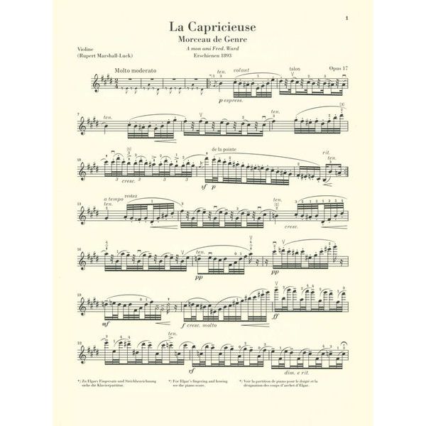 Henle Verlag Elgar Capricieuse op.17 Violin