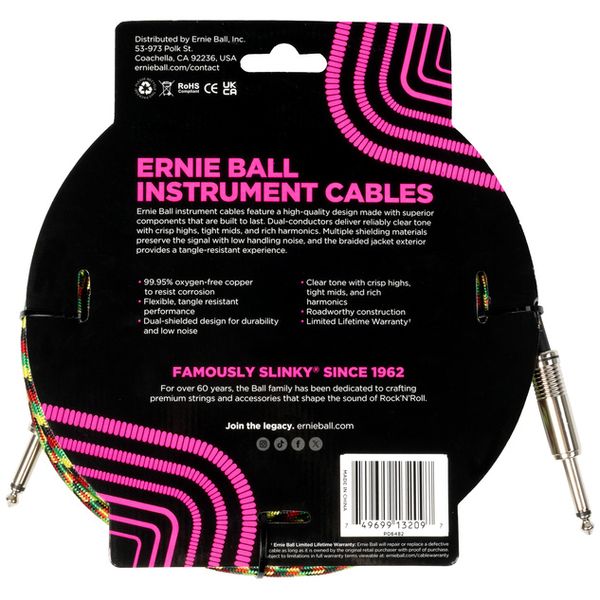 Ernie Ball Instr.Cable Braided 18ft 6482