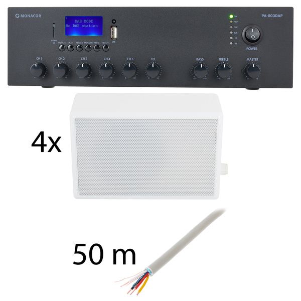 Monacor PA-803DAP 4 room bundle