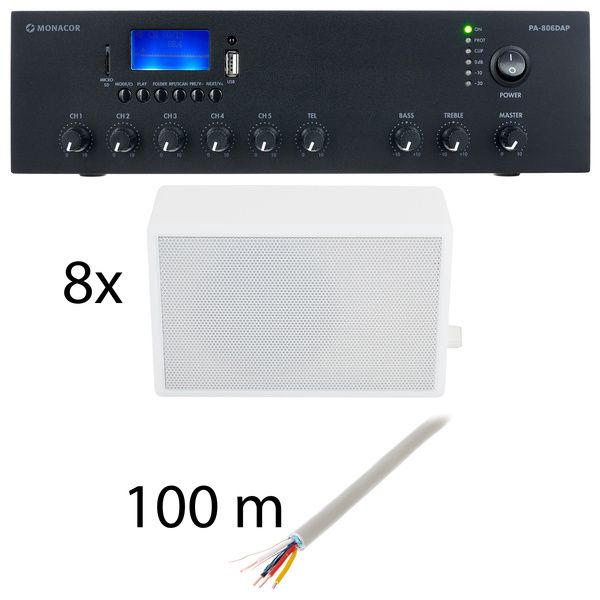 Monacor PA-806DAP 8 room bundle