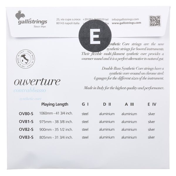 Galli Strings OV82-S 1/4 Ouverture DB Str.