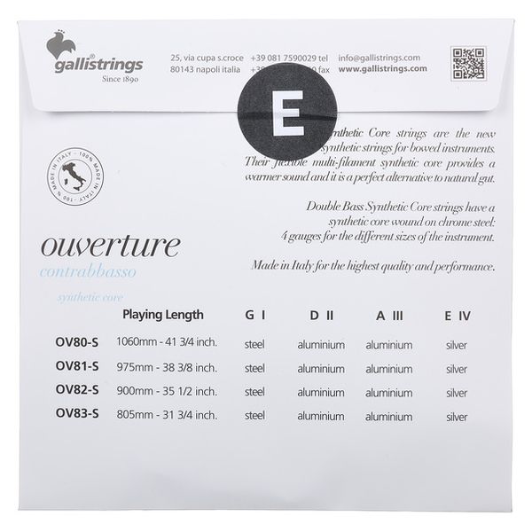 Galli Strings OV83-S 1/8 Ouverture DB Str.