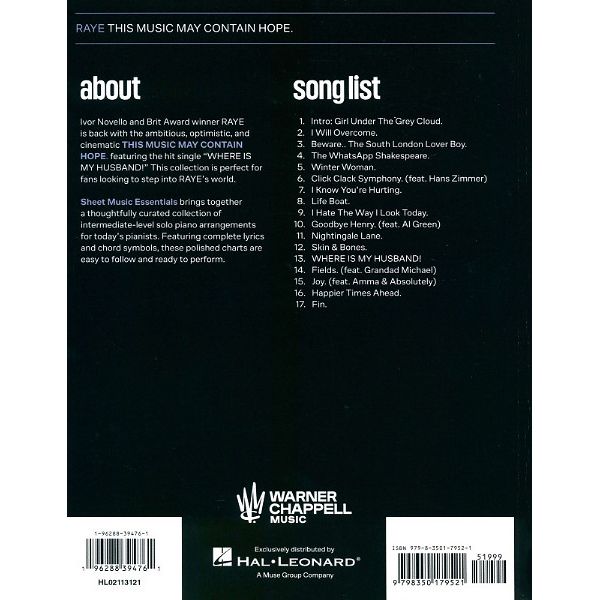 Hal Leonard Raye Thus Music May Contain