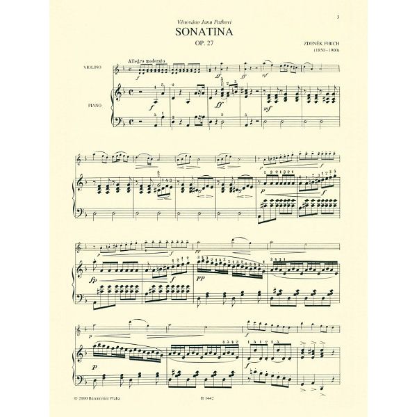 Bärenreiter Fibich Sonatine op. 27