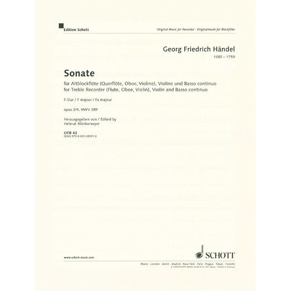 Schott Händel Sonate F-Dur