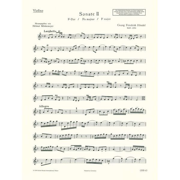 Schott Händel Sonate F-Dur