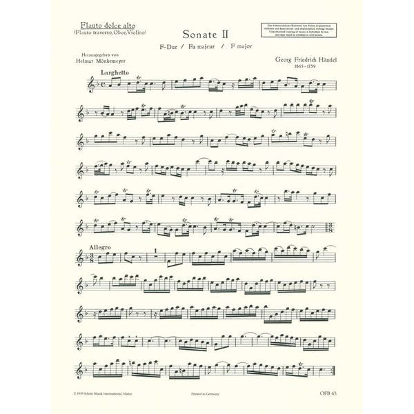 Schott Händel Sonate F-Dur