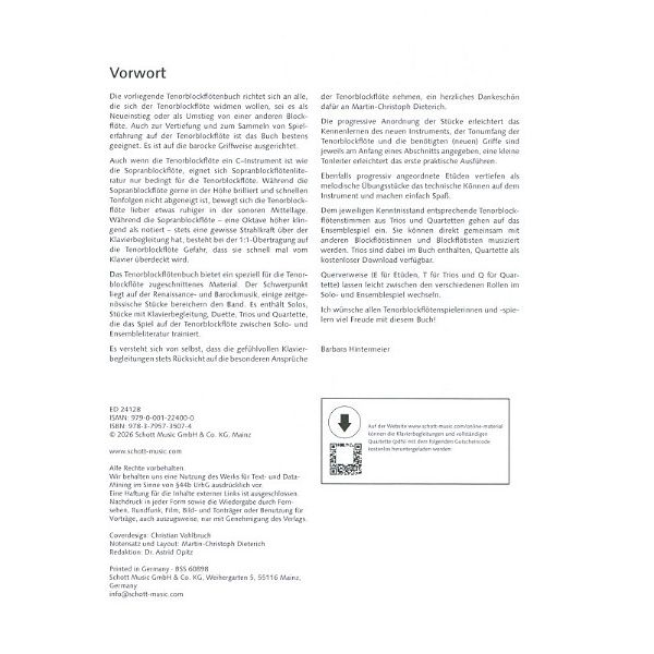 Schott Tenorblockflötenbuch