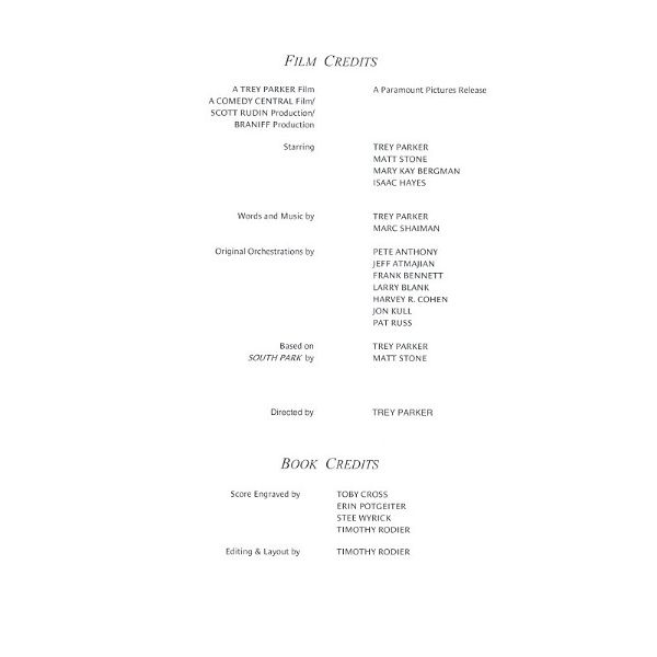 Omni Music Publishing South Park Bigger,Longer,Uncut