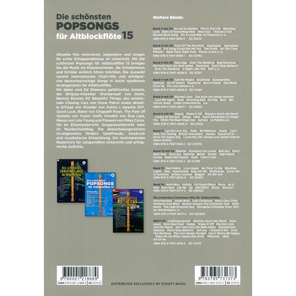 Schott Die Schönsten Popsongs 15