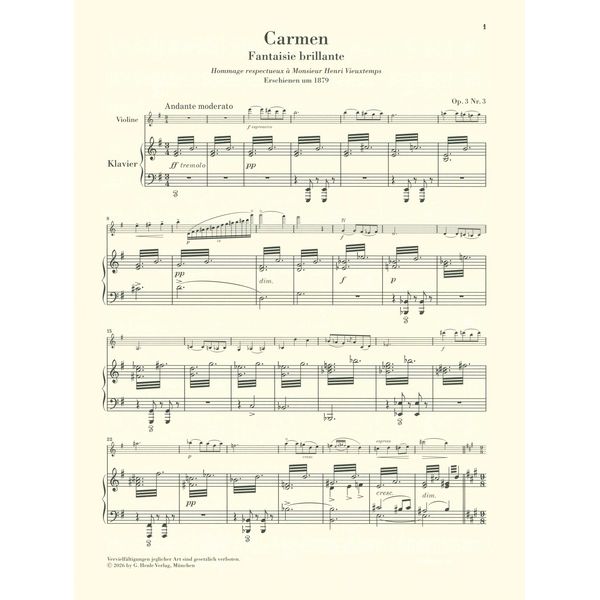 Henle Verlag Hubay Carmen Violine