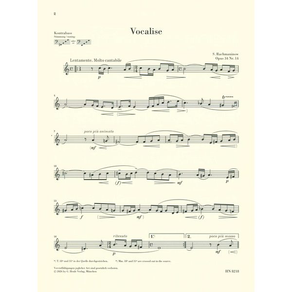 Henle Verlag Rachmaninow Vocalise op. 34