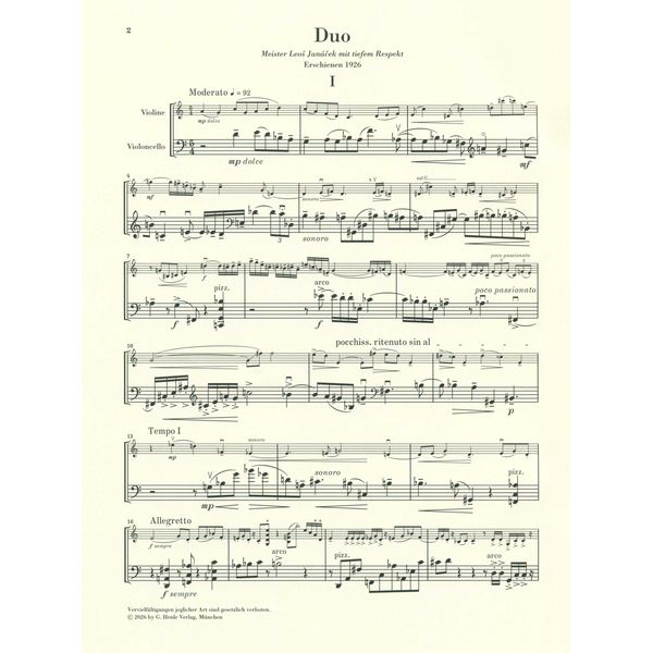 Henle Verlag Schulhoff Duo Violine/Cello