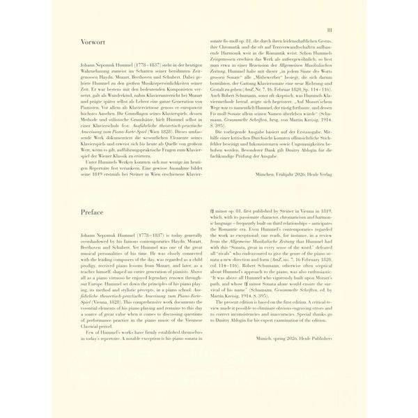 Henle Verlag Hummel Klaviersonate fis-moll
