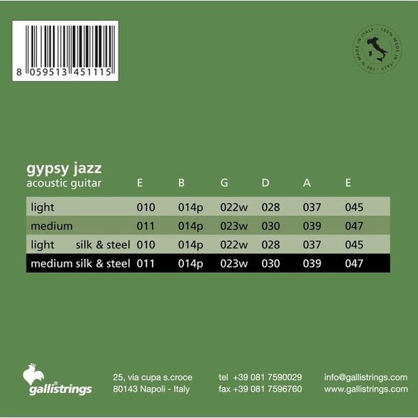 Galli Strings GSL11 Acoustic Guitar Strings