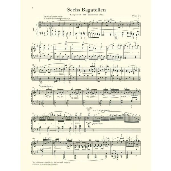 Henle Verlag Beethoven Sechs Bagatellen
