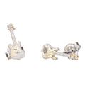 Rockys Stud Earrings Guitar Silver