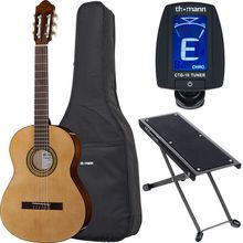 Picks Left-Handed Classical Acoustic Electric Guitar Tuner Case Bag Great for Beginner 39.5 6String Classical Mahogany Deep Cherry Polished w/ Built-in Preamplifier Nylon Strap Pyle PGA33LBR 