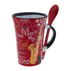 Music Sales Cappuccino Mug Saxophone Red