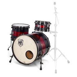 SJC Drums Custom Rock Satin Stain & Red