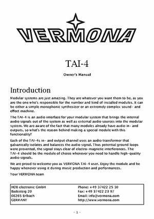 Vermona Modular TAI-4 – Thomann UK