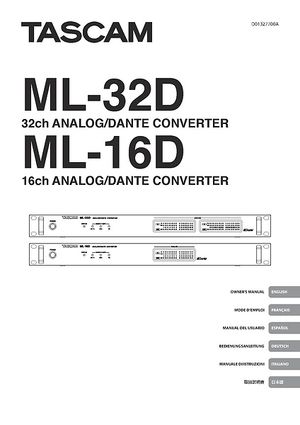 ML-32D, 32-channel Analog/Dante Converter