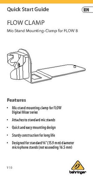 Flow 8 инструкция. Behringer Flow 8 инструкция. Behringer Flow 8 подключение. Держатель Behringer Flow Clamp.