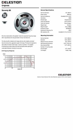 Celestion seventy sales 80 specs