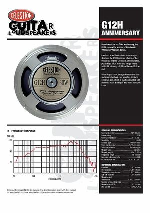 Celestion g12h hot sale anniversary