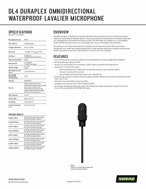 DL4 - DuraPlex microphone miniature omnidirectionnel étanche