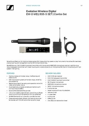 EW-DP 835 SET - Micros chant sans fil - Energyson
