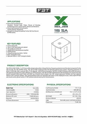 FBT XSUB 115SA SUBWOOFER ACTIVO 15 FBT BAJO XSUB115SA