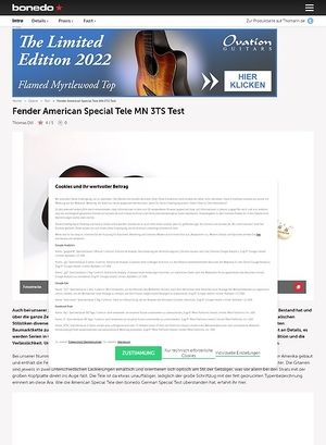 Bonedo.de Fender American Special Tele MN 3TS Bonedo.de Fender American Special Tele MN 3TS